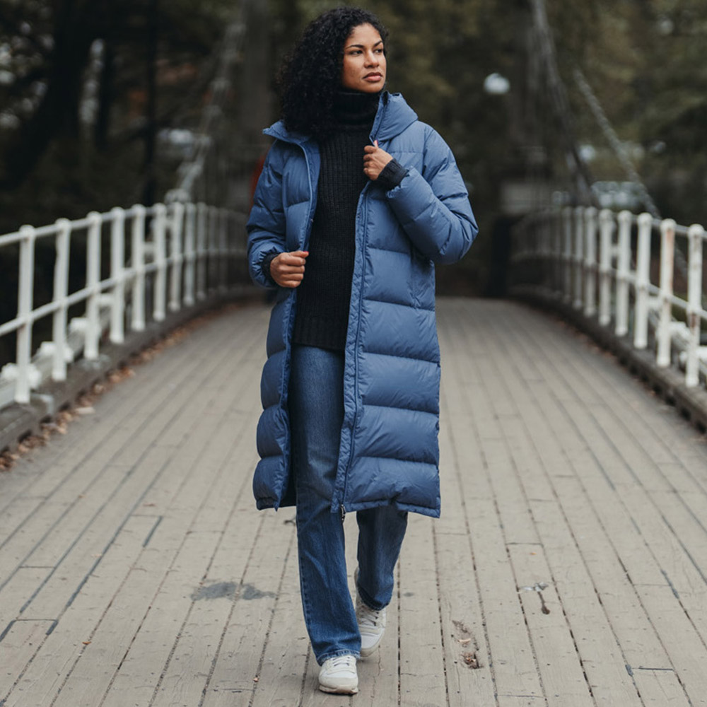 Дамско пухено палто Bergans Urban Down Long Coat Women Granite Blue