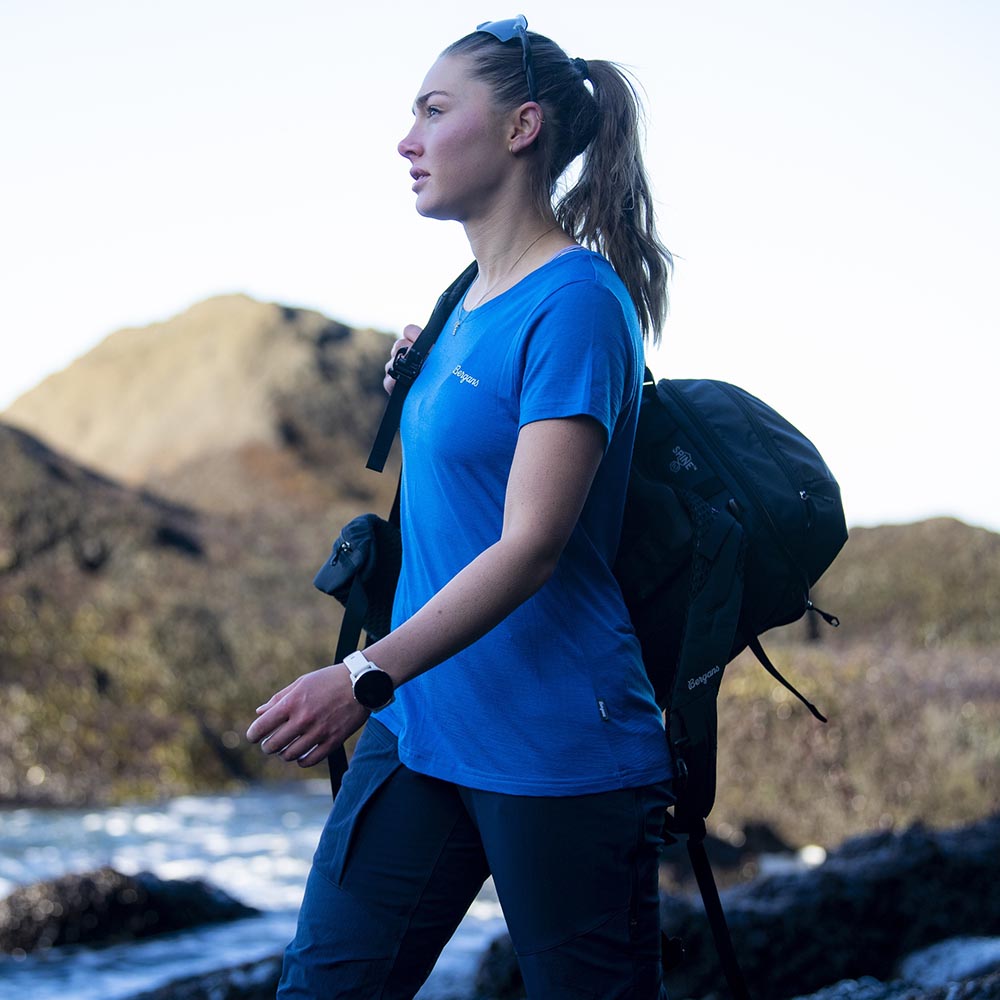 Women's merino wool Bergans Rabot Emblem Wool Tee Women Dark Aqua Lagoon