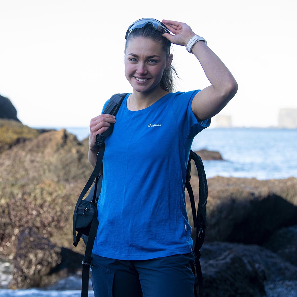 Women's merino wool Bergans Rabot Emblem Wool Tee Women Dark Aqua Lagoon