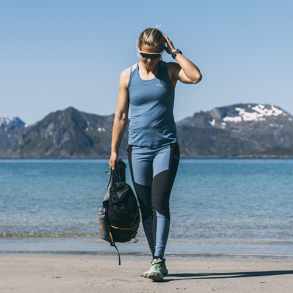 Дамски вълнен потник Bergans Y LightLine Merino Top Women Elemental Blue / Pearl Grey