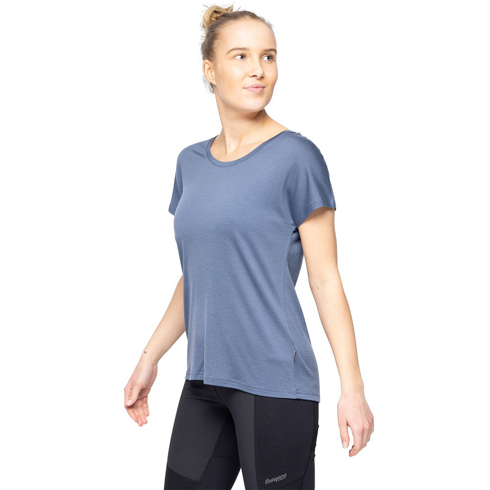 Women's merino tee Bergans Whenever Merino Tee Women Granite Blue