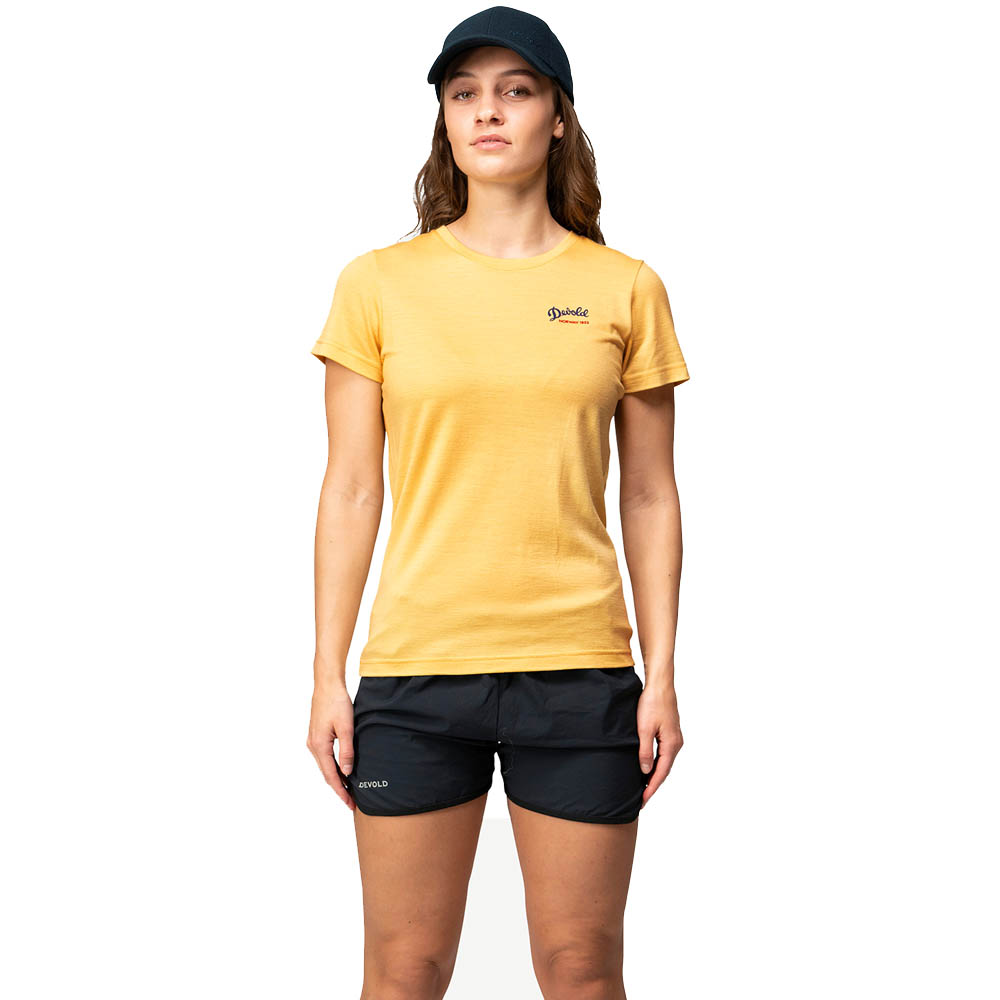 Women's merino wool t-shirt Devold Classic Script Tee Woman Honey - 100% premium merino wool