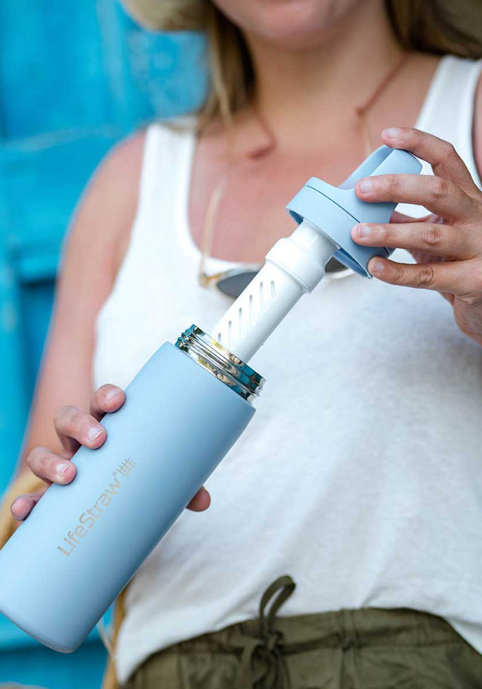 Термо бутилка за вода с филтър LifeStraw Go Insulated Steel 530ml Provence Purple