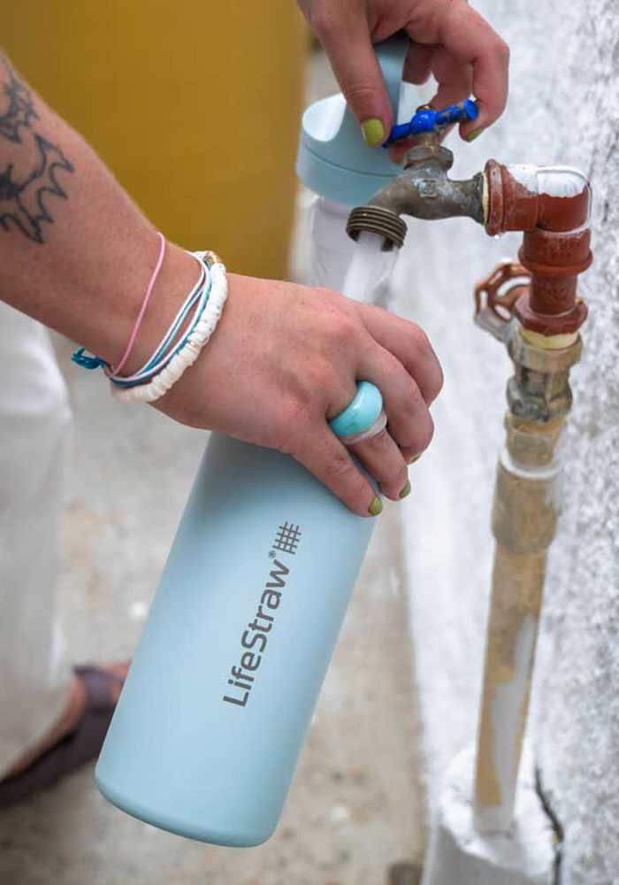 Термо бутилка за вода с филтър LifeStraw Go Insulated Steel 530ml Provence Purple