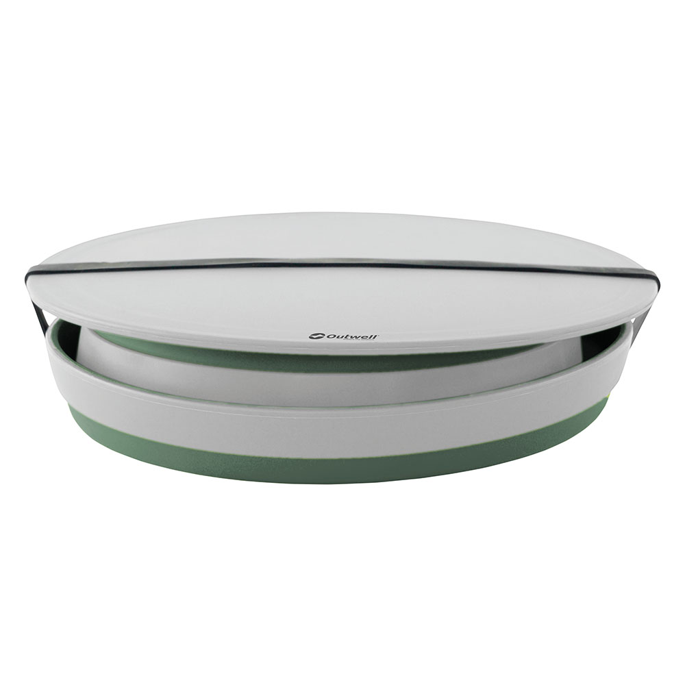 Folded Outwell Collaps Bowl & Colander Set Shadow Green