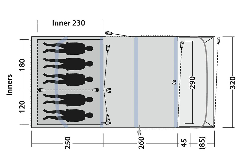 Петместна надуваема палатка Outwell Florida 5 Air Green