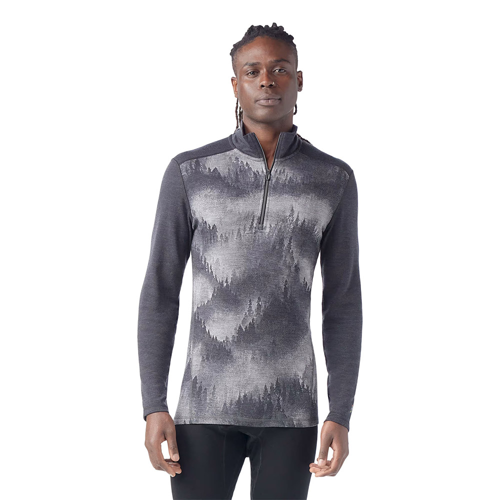 Smartwool Classic Thermal Merino Base Layer 1/4 Zip Boxed Charcoal Foggy Pines