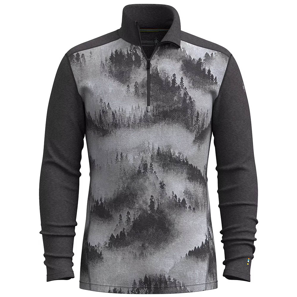 Smartwool Classic Thermal Merino Base Layer 1/4 Zip Boxed Charcoal Foggy Pines