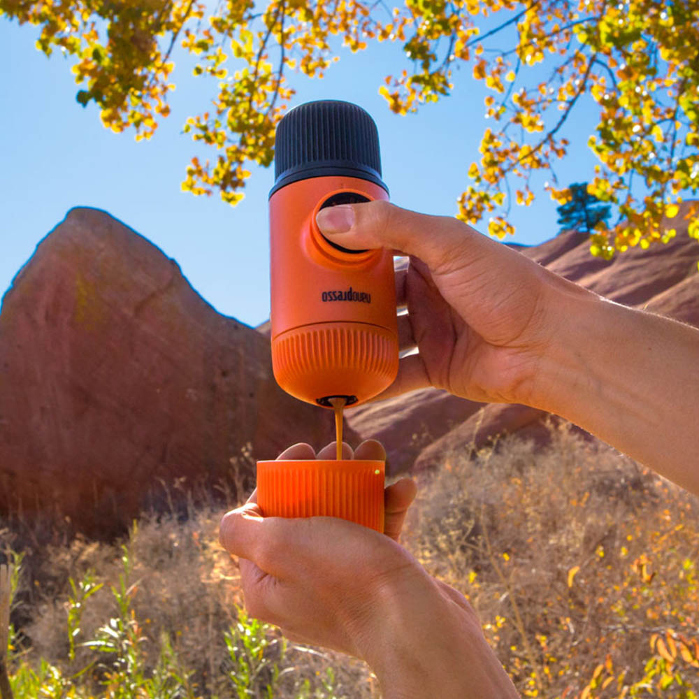 Nanopresso Orange Patrol portable coffee maker | CampingRocks