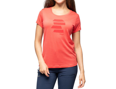 Bergans Rabot Mount Wool Tee Women Peachy Red / Fire Red