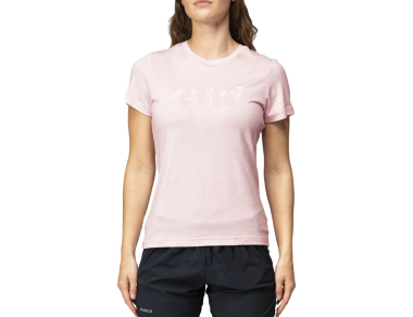 Women's merino wool t-shirt Devold Classic Flowers Tee Woman Chalk Pink - 100% merino wool