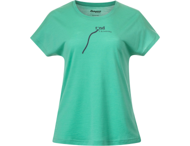 Women's T-shirt Bergans Tind Altitude Merino tee light malachite green - lightweight, soft to the touch, and breathable fabric for hiking and everyday wear!