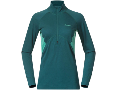 Women's merino wool top Bergans Inner:Pure Merino Half Zip Women Malachite Green