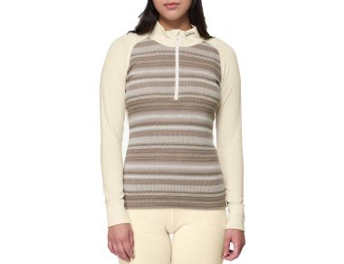 Women’s merino wool thermal top with high collar – Devold Signature Merino 230 Zip Woman Raw White – soft and warm, made from 100% merino wool! Order now!