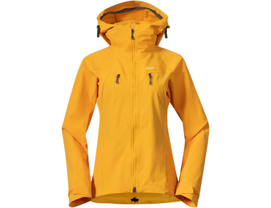 Women's softshell jacket Bergans Tind Softshell Jacket marigold yellow - perfect for climbing, hiking and travel!