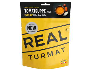 Real Turmat Tomato Soup 370g - ultra-lightweight freeze-dried food for hiking, travel, and expeditions - super tasty! 286 kcal! Buy here!