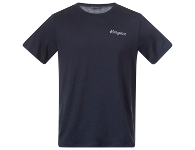 Men's Merino wool tee Bergans Rabot Emblem Wool Tee Men Navy Blue 2025