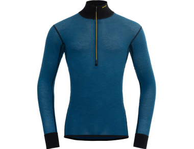 Man's merino wool shirt Devold Wool Mesh 190 Zip neck Man Flood / Caviar 2026