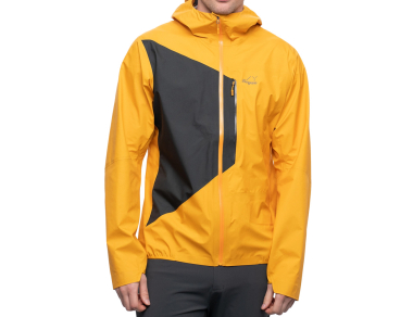 Men's hardshell jacket Bergans Y LightLine Air 3L Shell Jacket Men Mango Yellow / Dark Shadow Grey 2025 – ultra-lightweight hardshell jacket with 20,000 mm water column and 40,000 g/m²/24h breathability.  