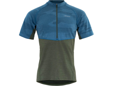 Front men's MTB t-shirt Devold Standal Merino Tee Zip Neck Man Forest