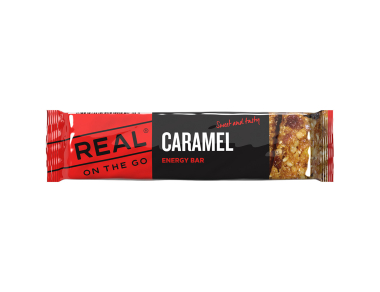 Real Turmat Real on the Go energy bar - caramel flavor protein energy bar - delicious, light, excellent source of energy during hikes!