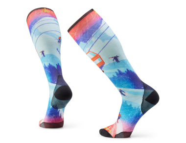 Smartwool Ski Zero Cushion Ski Day Print OTC Socks Laguna Blue