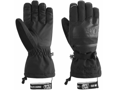 Ski gloves Picture Organic Grabey GTX Gloves Black – men's gloves with leather, insulation, ski pass pocket, and Gore-Tex membrane, 20,000 mm. Buy here!